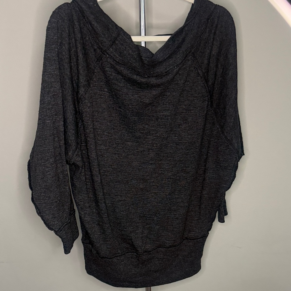 Free People Charcoal Gray Cowl Neck Sweatshirt